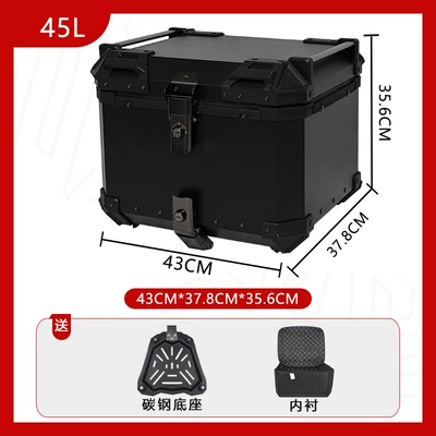 Box Motorcycle 45L/55L Large | Motorcycle trunk - new-style-carbon-steel-base-45l-black-warrior-luxury-lining