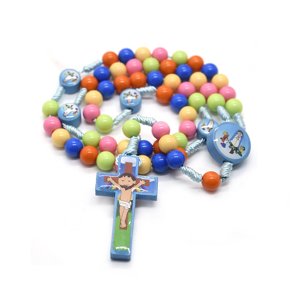 Fashion Cross Plastic Beaded Children Unisex Necklace