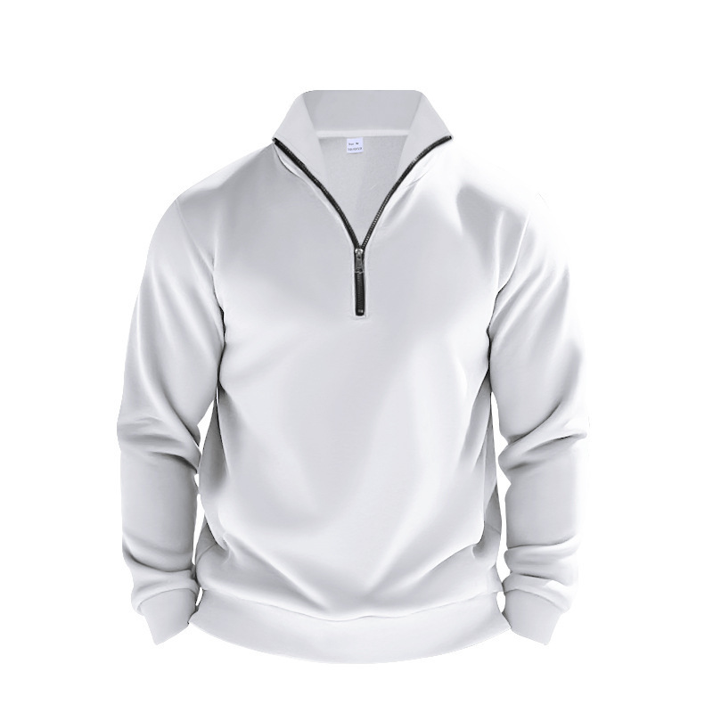 Sweatshirt homme en molleton avec col zippé hiver automne_voghion.com