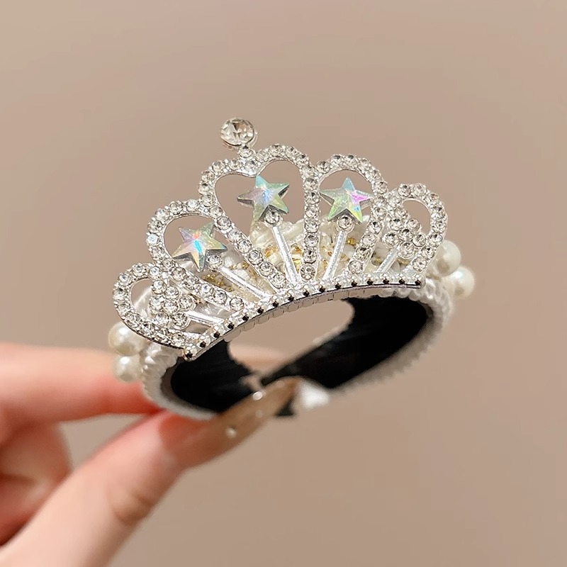 Niña princesa corona broca de pelo bola cabeza artefacto para niños broca de pelo perla broca de caballo broca de pelo toque