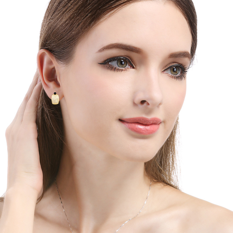 Pendientes elegantes frescos de estilo japonés y coreano s925 pendientes de circón de plata cuadrados de diamantes incrustados accesorios pendientes para mujeres