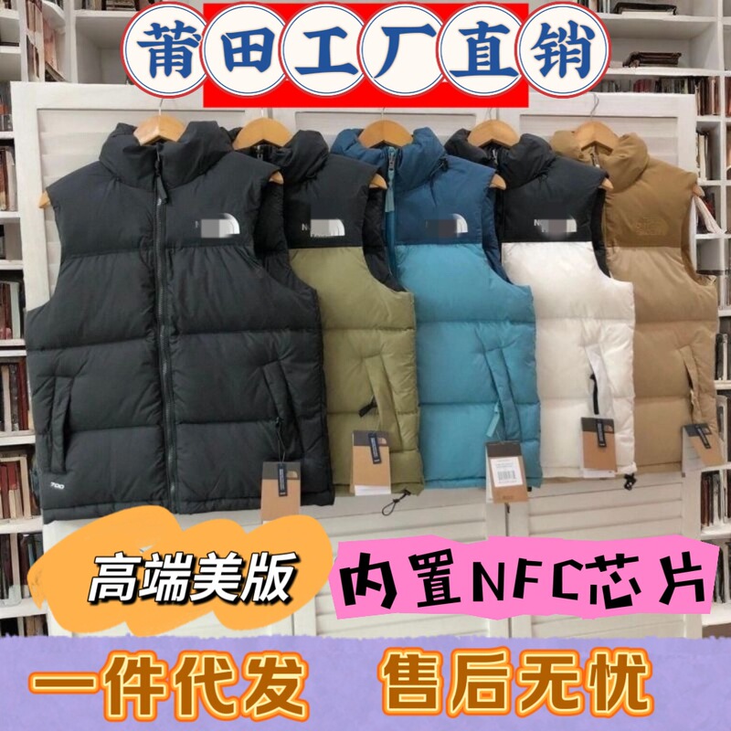The North Face 1996 down Vest Versatile Style Unisex American Version Tnf700 Embroidered Vest Couple Style Reversible