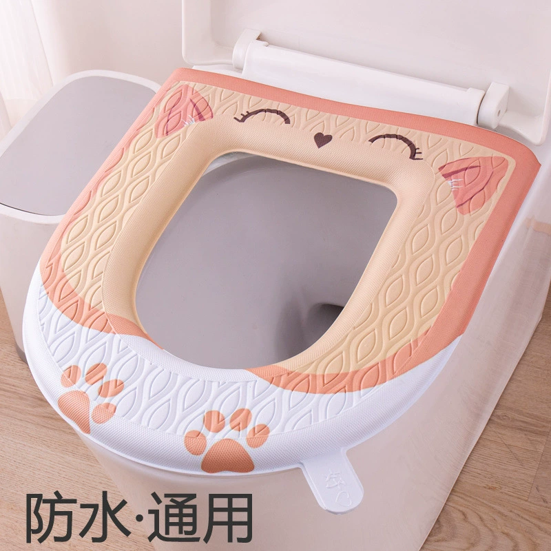 Водонепроницаемая подушка для сиденья унитаза, универсальная для всех сезонов, протираемая подушка для сиденья унитаза, крышка для унитаза, утолщенная бытовая клейкая подушка для сиденья унитаза