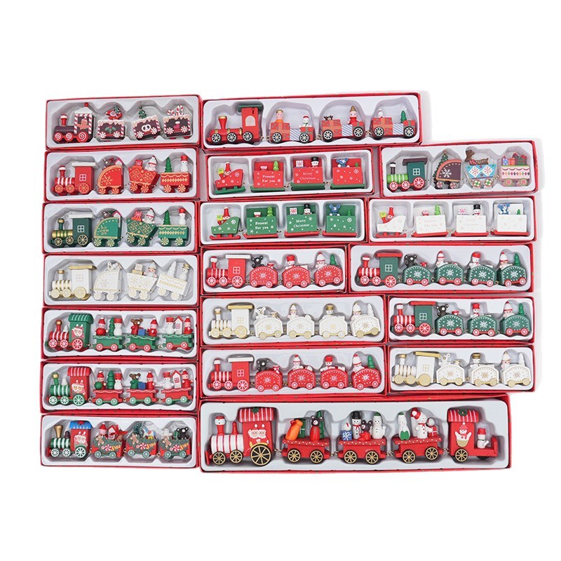 Christmas decorations Christmas wooden train holiday gifts window ornaments wooden crafts wholesale