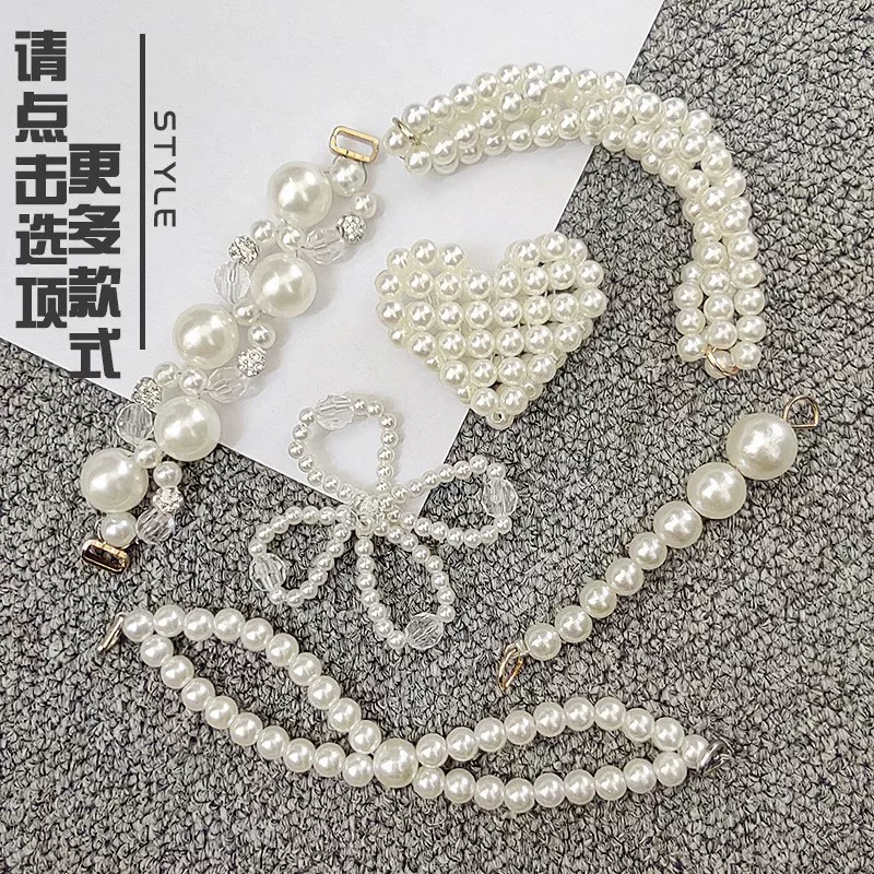 Цепочка из жемчуга, белый кристалл, аксессуар, шнурки, сумка, в стиле Chanel
