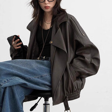 CHICVEN漫游秋季秋新款重工复古立领机车皮衣外套PU夹克上衣