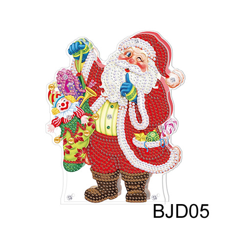 Transfronterizos DIY Diamante Pintura de decoración periférica 5D Navidad muñeco de nieve luz de noche dibujos animados decoración interior pintura de diamantes