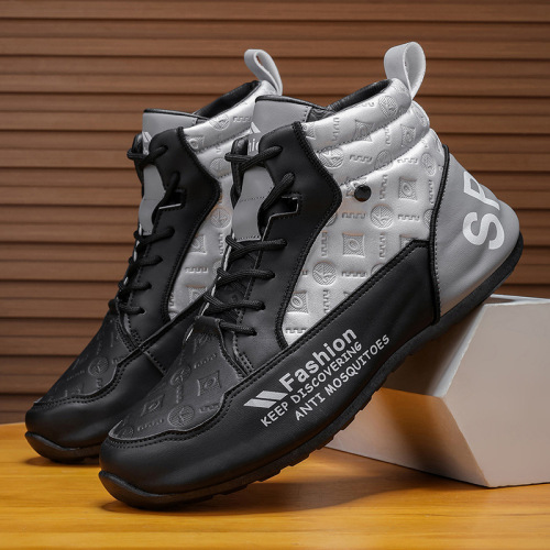 New Autumn Men's Shoes High-Top Men's Martin Boots White Men's Casual Sports Shoes Student Trendy Shoes