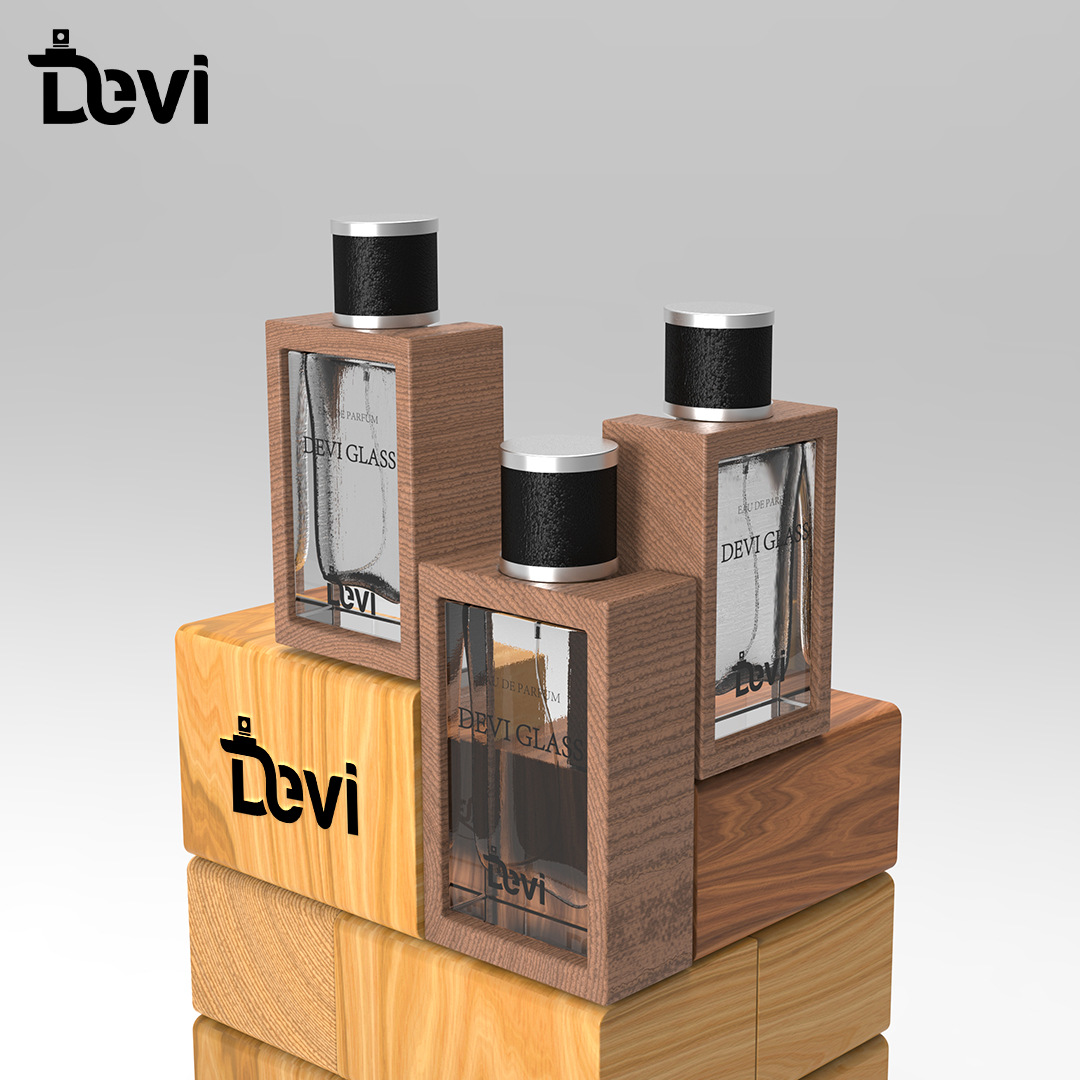 香水瓶30ml定制女士方形按压香水喷雾瓶玻璃木质高级感50ml香水瓶