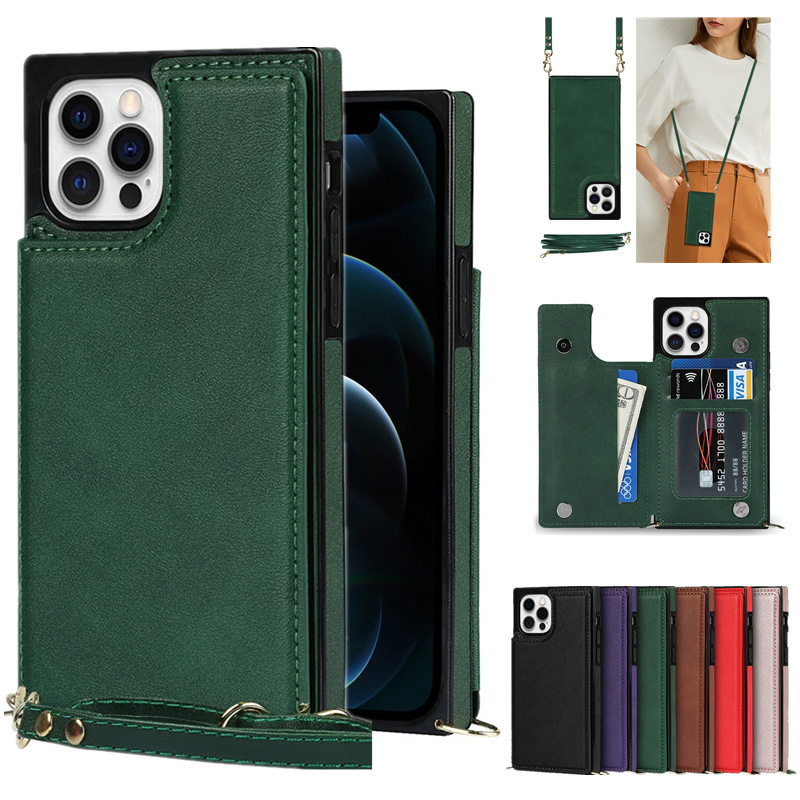 Suitable for iPhone16ProMax Crossbody Double Buckle Mobile Phone Case Apple 15 Card Wallet Leather Case Card Holder Protective Case Suitable for iPhone16ProMax Crossbody Double Buckle Mobile Phone Case Apple 15 Card Wallet Leather Case Card Holder Protective Case