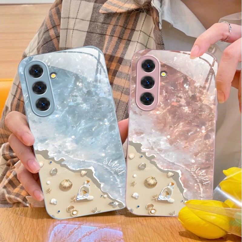 Suitable for Samsung S30 Mobile Phone Case S25 Beach Waves S24 Shell S23 Metal Paint S8 Summer Fe Drop Shipping