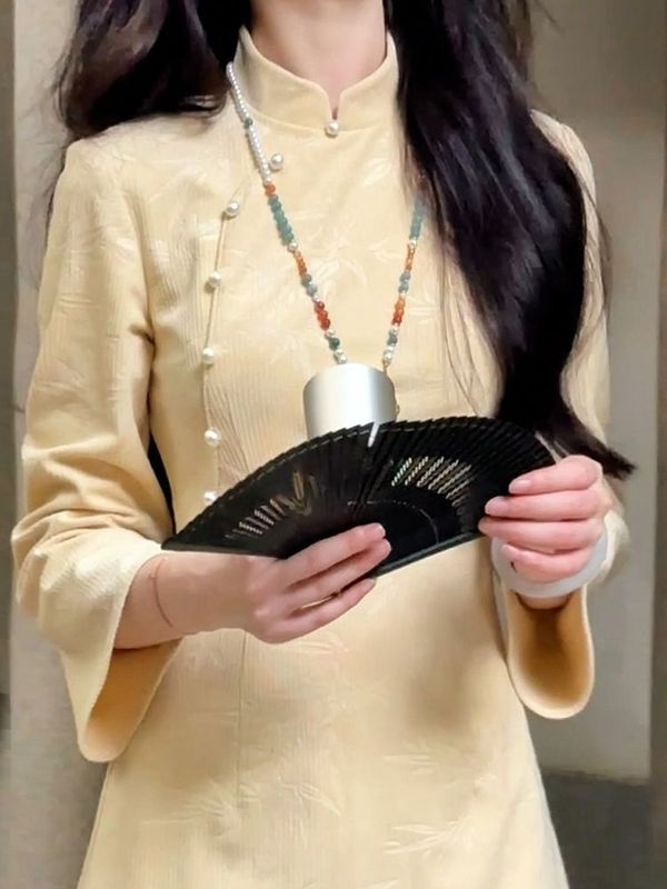 改良版旗袍女装2025年早春修身连衣裙古法温柔文艺范拼接薄纱长裙|undefined