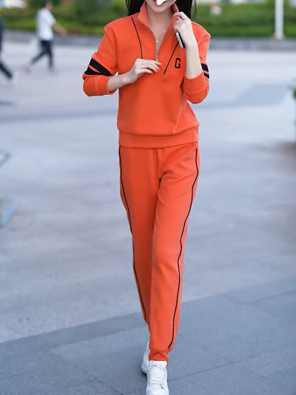 Autumn Tide brand suit 2022 new fashion trend women's long sleeve sweater pants zipper two-piece European goods