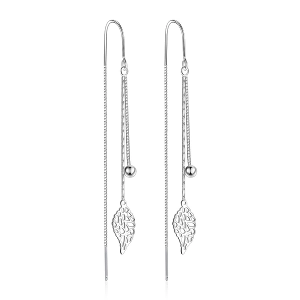 Hollow leaf ear hooks/pair price (copper plated with white gold)