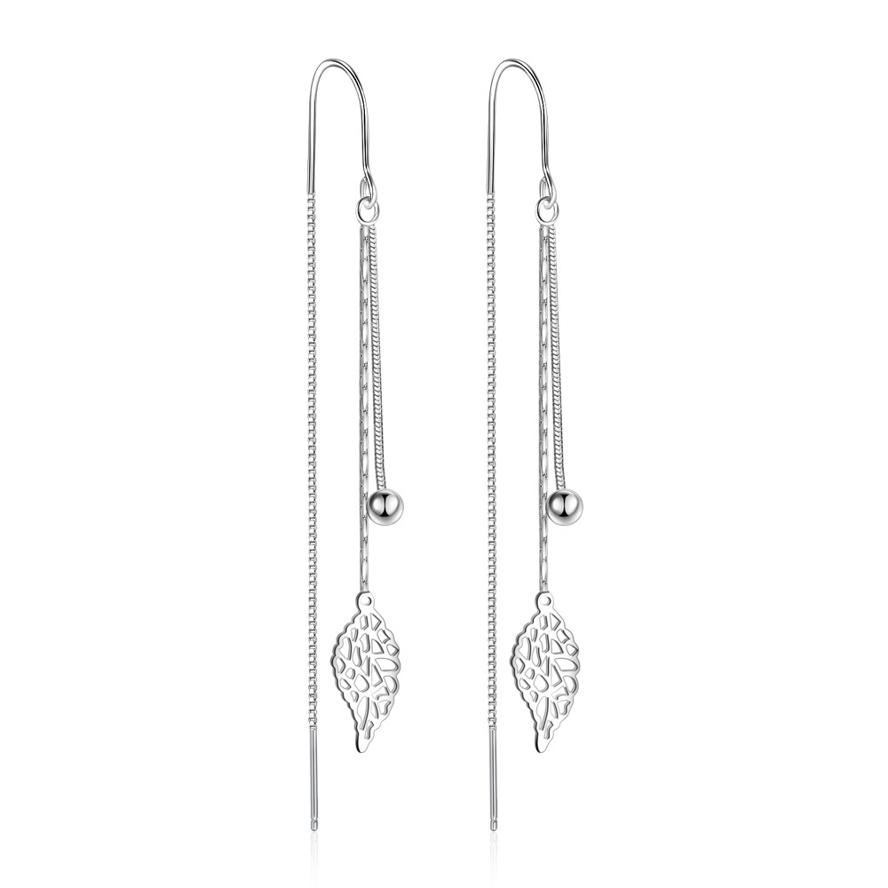 Personalized hollow leaf ear hook female simple temperament long Liu Su ear wire