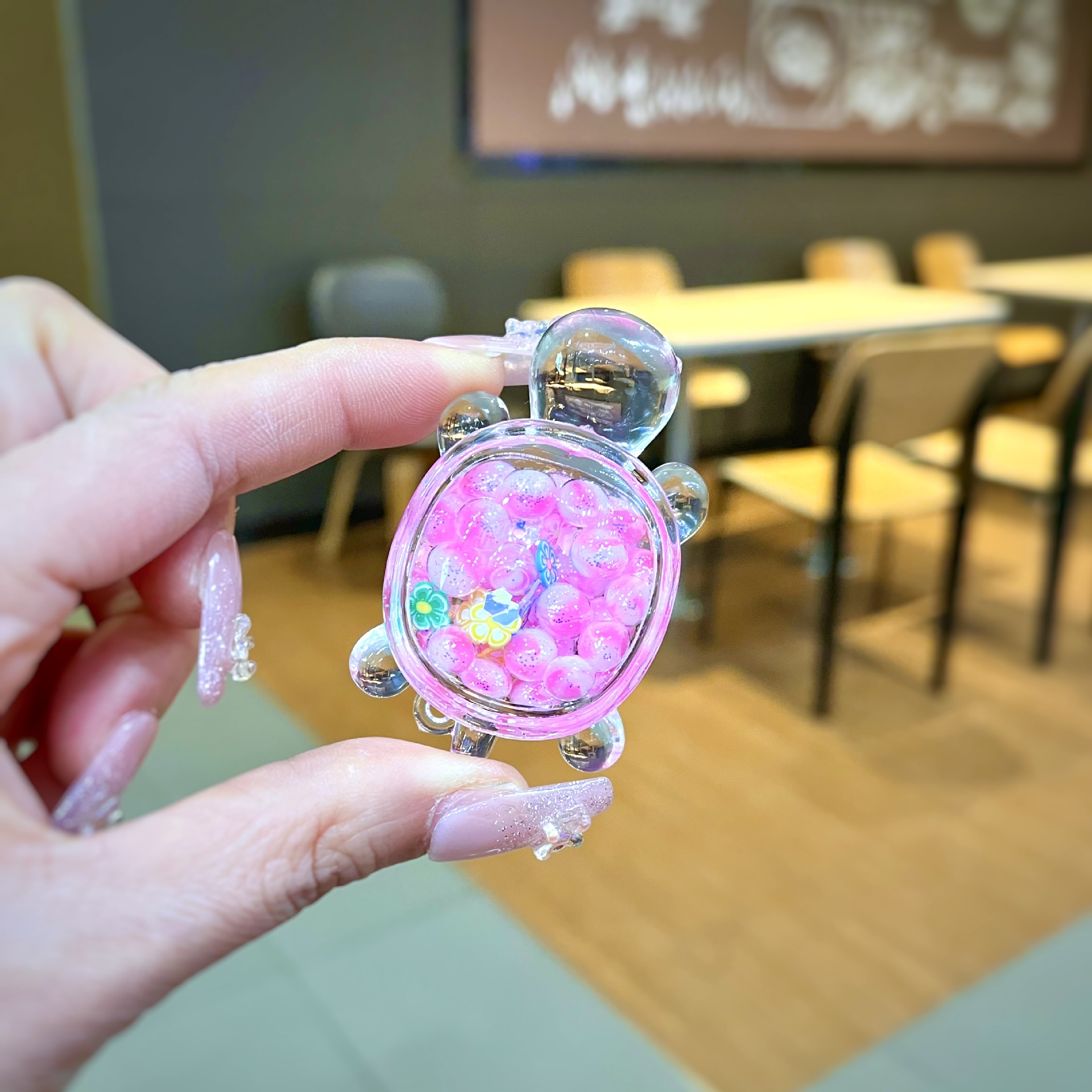 작은 야광 버블구슬 거북이 [핑크]