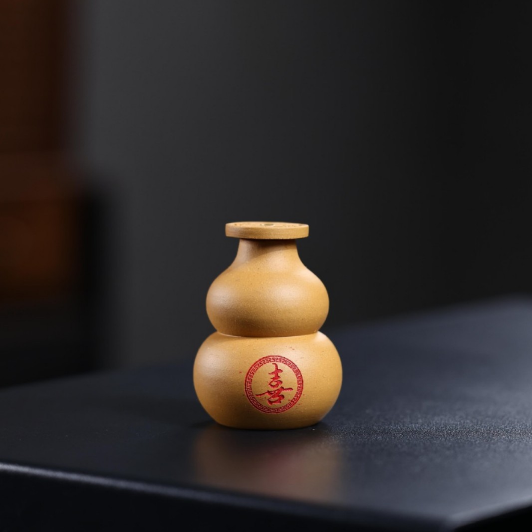 宜兴紫砂茶宠摆件福禄葫芦香插精品可养盖置茶玩香道线香插摆件
