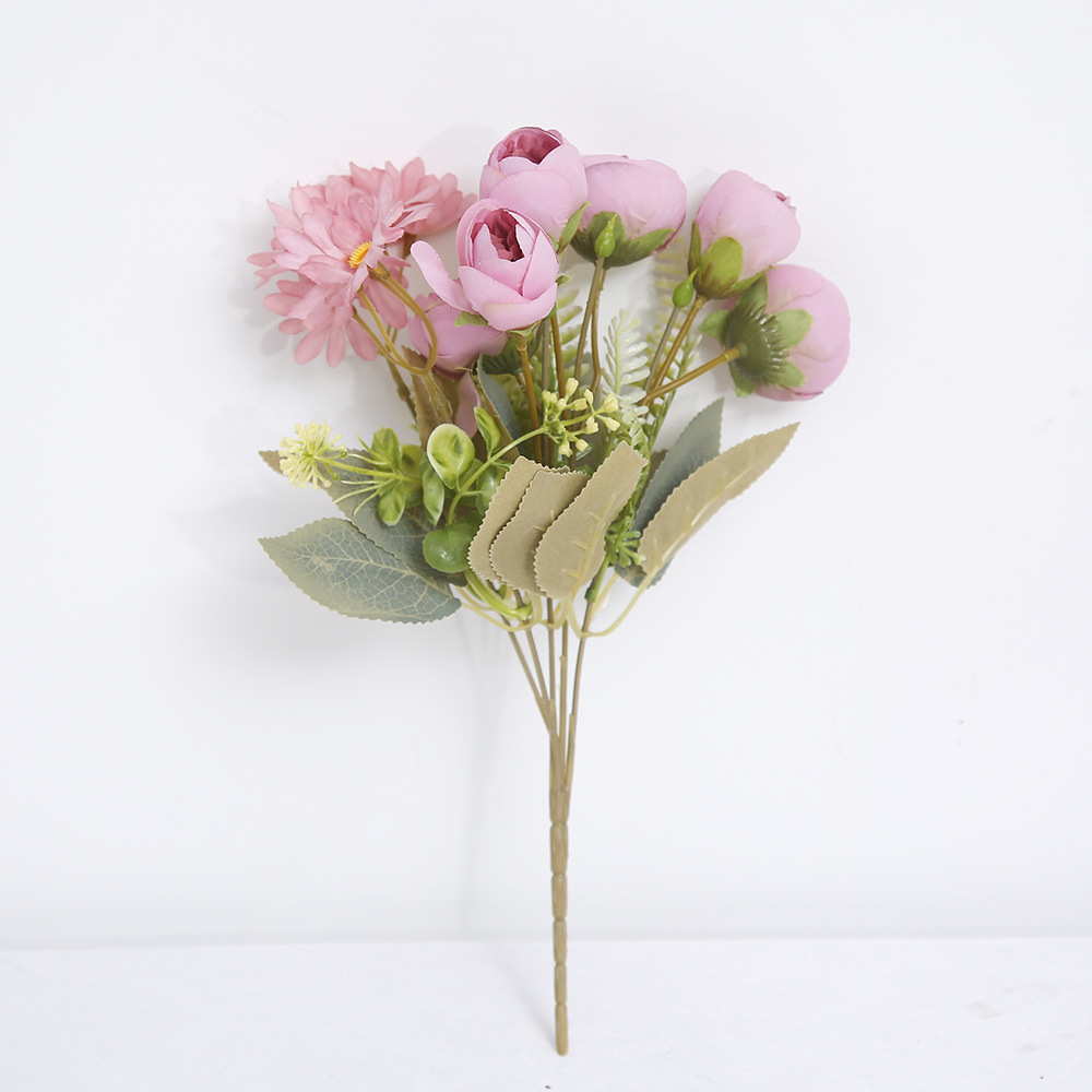 Simulación de flores falsas de estilo europeo, flores de alto nivel de decoración del hogar colocan fabricantes de ramo de simulación al por mayor