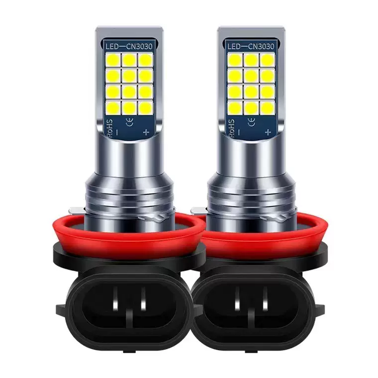 汽车LED前雾灯灯泡超亮H11 9006 881 H3 改装双色爆闪雾灯 青柠光