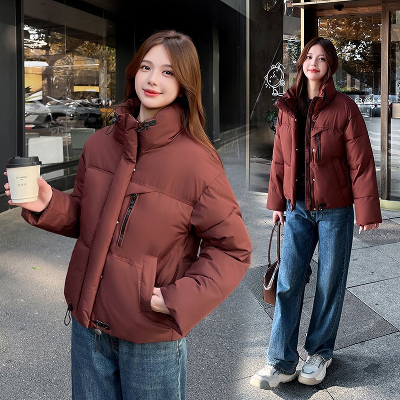 Comercio exterior ropa de algodón para mujeres de cuello corto chaqueta de algodón casual holgada coreana hombre pequeño invierno 2025 nuevo image 2