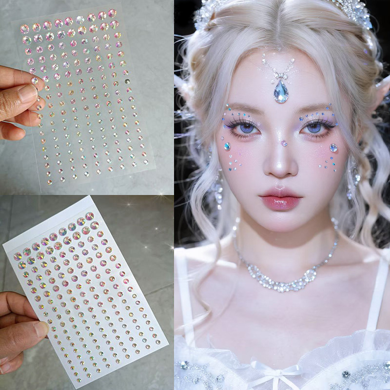 Parche de maquillaje de imitación de celebridades de Internet Parche de diamante Parche de diamante de mariposa Parche de diamante de imitación Parche de cara Parche de lágrima Parche de perlas de ojo Parche de diamante intermitente