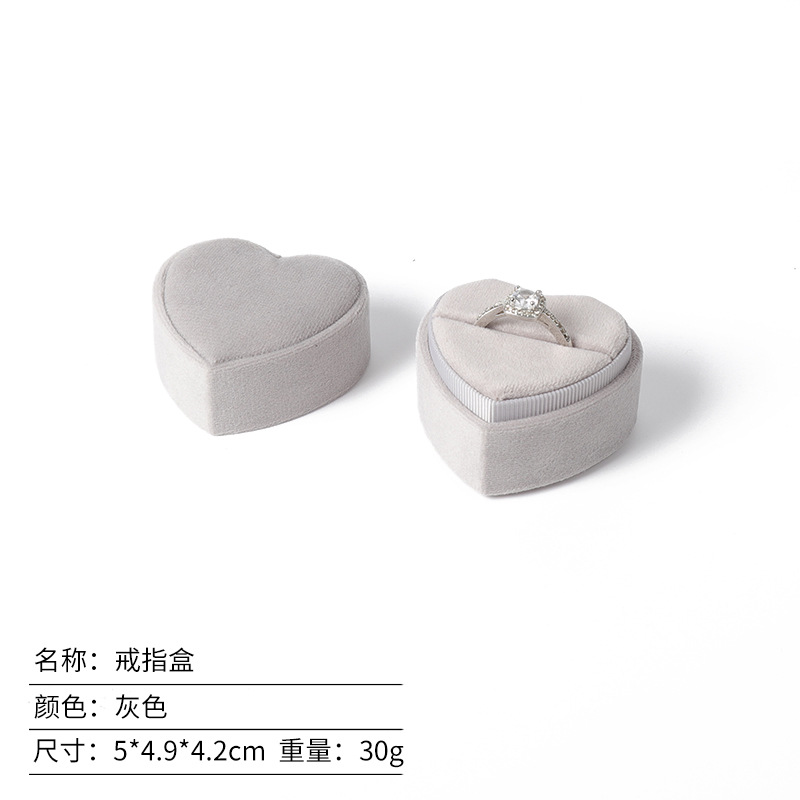 Caja de anillo coreana de terciopelo en forma de corazón, caja de colgante, caja de joyería de alta calidad, fábrica al por mayor en stock
