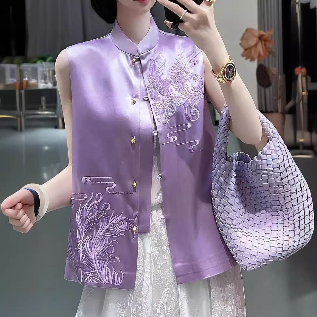 Nuevo estilo chino superior Tang traje hanfu mujeres 2023 nuevo adulto verano cheongsam chaleco estilo chino abrigo image 2