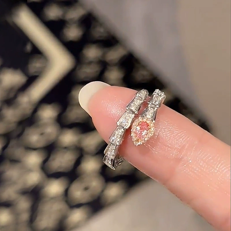 Ring Fuchsia small design, universal stone ring, light-luxury index-finger style
