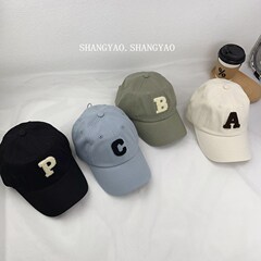 兒童帽子ins風簡約字母 韓系純色棒球帽男女童寶寶出遊遮陽帽潮童