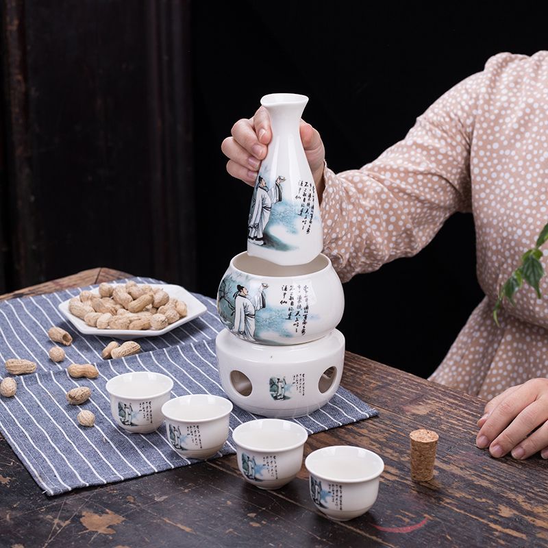 陶瓷温酒壶黄白酒杯分酒器家用烫小酒盅暖酒具套装
