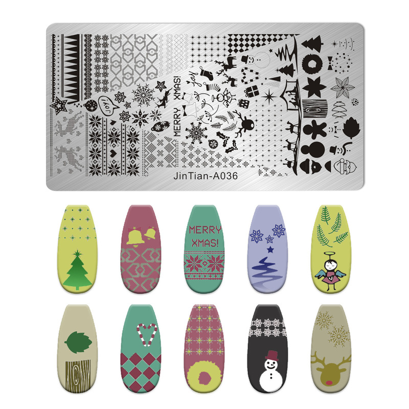 美甲印花钢板爆款雪花圣诞 NailSteelPlate转印指甲模板工具批发|undefined