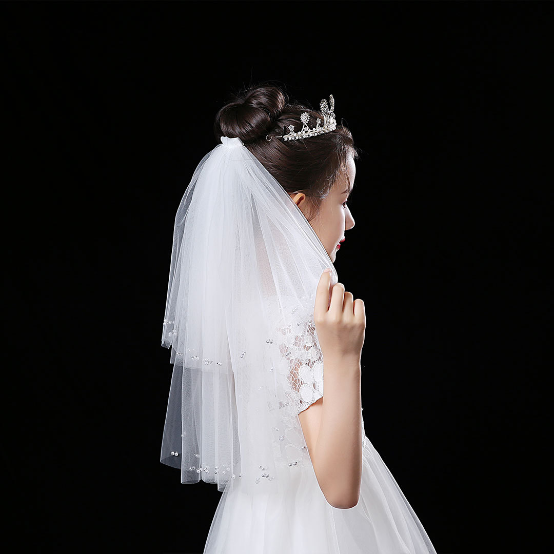 Short Headscarf 2022 New Diamond Embellished Simple Headwear Mori Style Formal Dress Performance Multi-layer Hair Comb Headscarf for Women