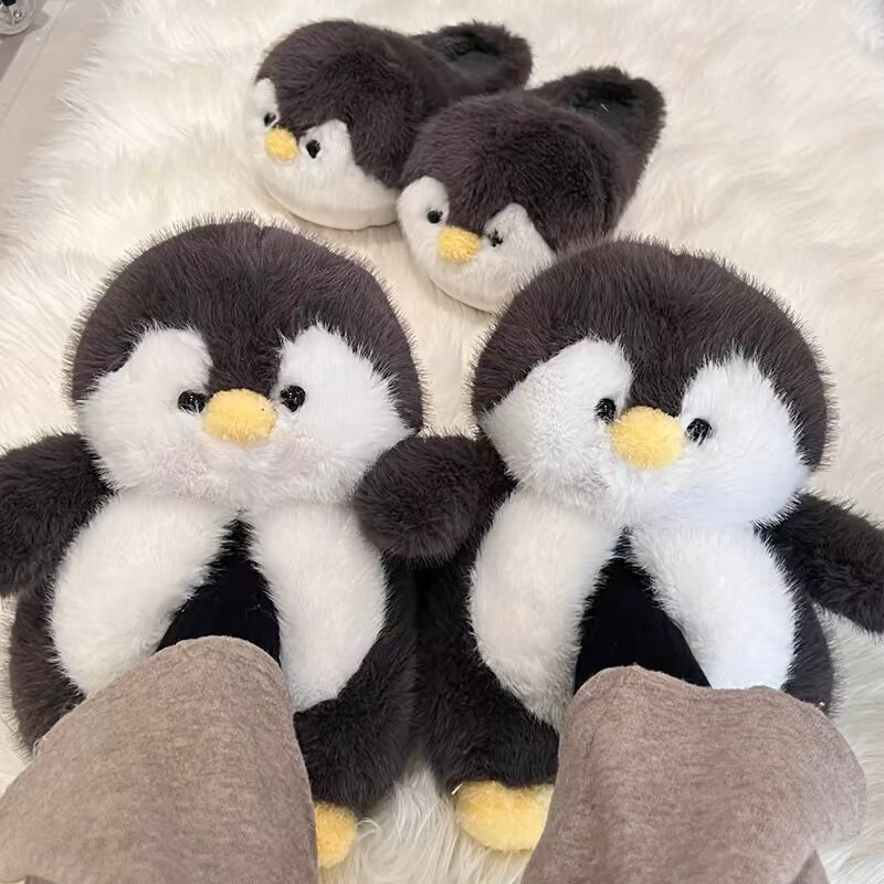 Cute Penguin Cotton Slippers Student Dormitory fleece-lined Mao Mao Shoes Couple Home Shoes Indoor Non-slip Thickness Bag Root Shoes Cute Penguin Cotton Slippers Student Dormitory fleece-lined Mao Mao Shoes Couple Home Shoes Indoor Non-slip Thickness Bag Root Shoes
