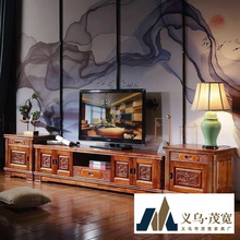 特价香樟木电视柜 客厅组合中式雕花伸缩地柜古典实木电视柜
