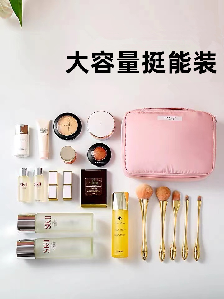 Bolsa de cosméticos de viaje bolsa de almacenamiento de cosméticos de alto aspecto caja portátil de gran capacidad bolsa de almacenamiento de cepillo cosmético impermeable