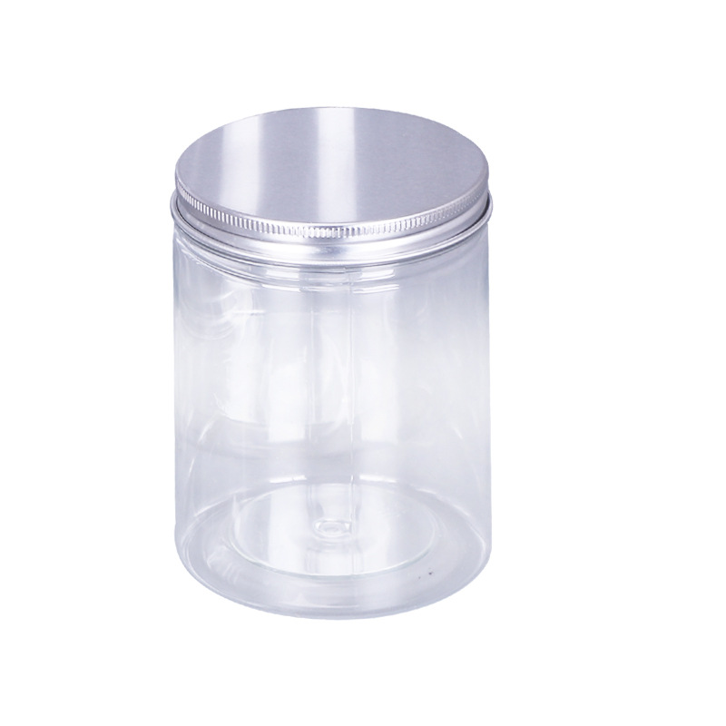Fábrica en stock tarro de alimentos PET transparente sellado tarro de plástico tuerca snack té sub-embalaje botella de embalaje de Boca Grande
