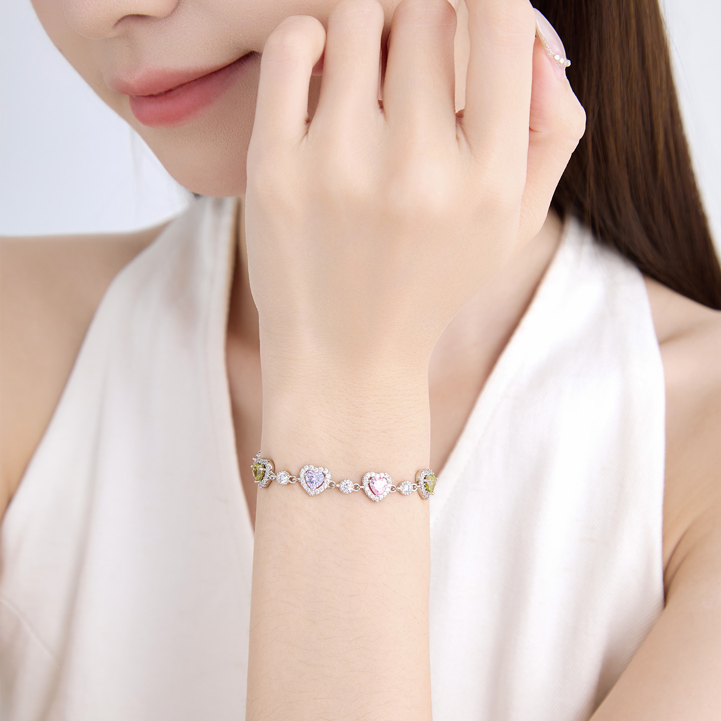 Pulsera de Corazón con Diamantes de Aleación de Cobre para Mujer image 5