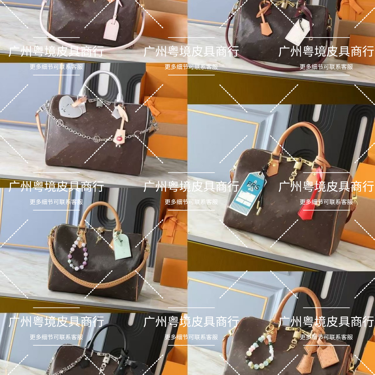 New cross-border classic speedy Boston bag with pendant, monogram handbag, shoulder and crossbody bag, large capacity, trendy
