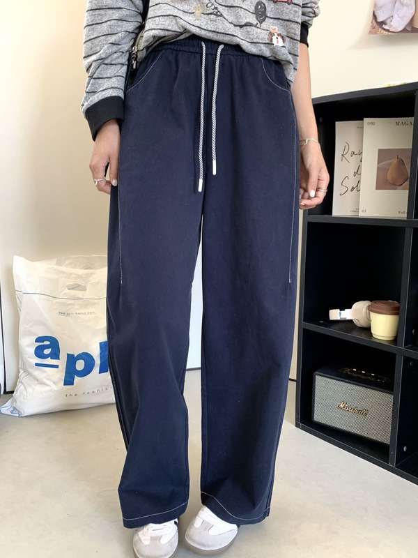 Apm口袋Kitty猫弯刀裤25秋季新款韩版慵懒风宽松休闲直筒裤|undefined