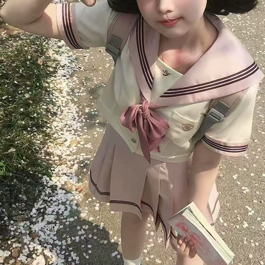 Японский JK униформа летом сладкий и милый матрук розовый школьный костюм для женщин