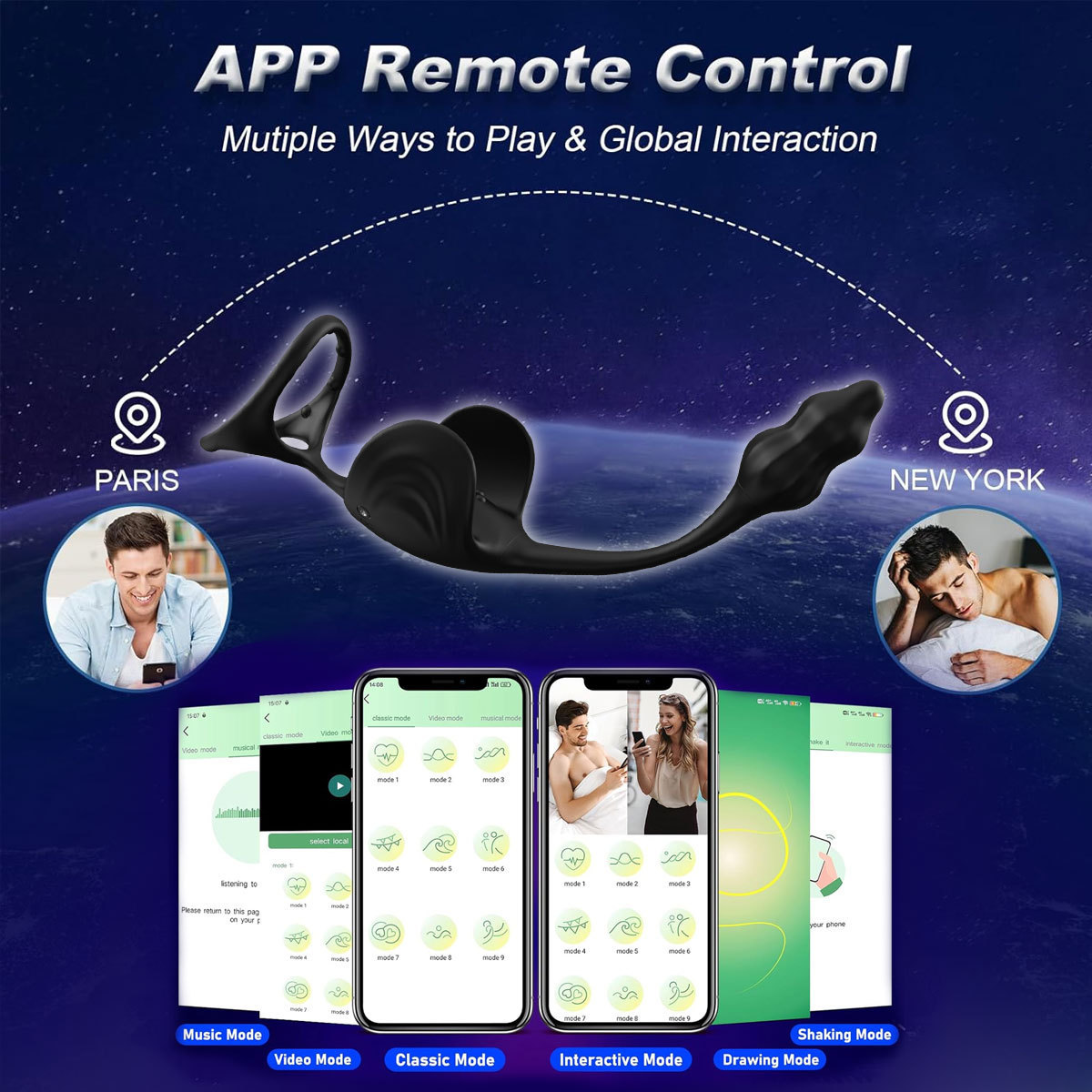 3-in-1 Vibrating Prostate Massager with Scrotum Ring and Anal Plug, 10 Frequencies, APP Control — detail image 14