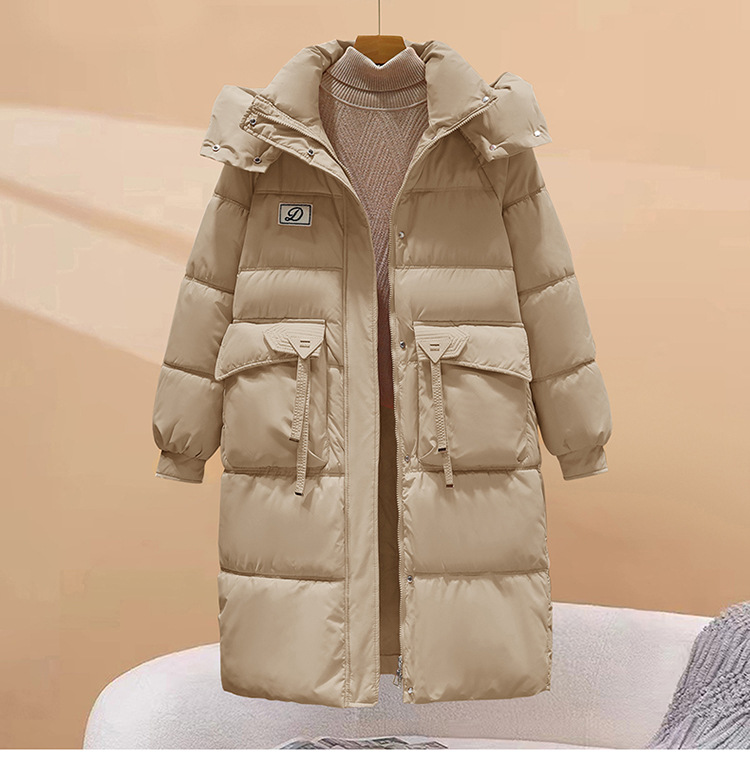 Damenbekleidung Wintermäntel Baumwolljacke für Damen mittlere Länge neue Winter verdickte über dem Knie lose Baumwolljacke_voghion.com
