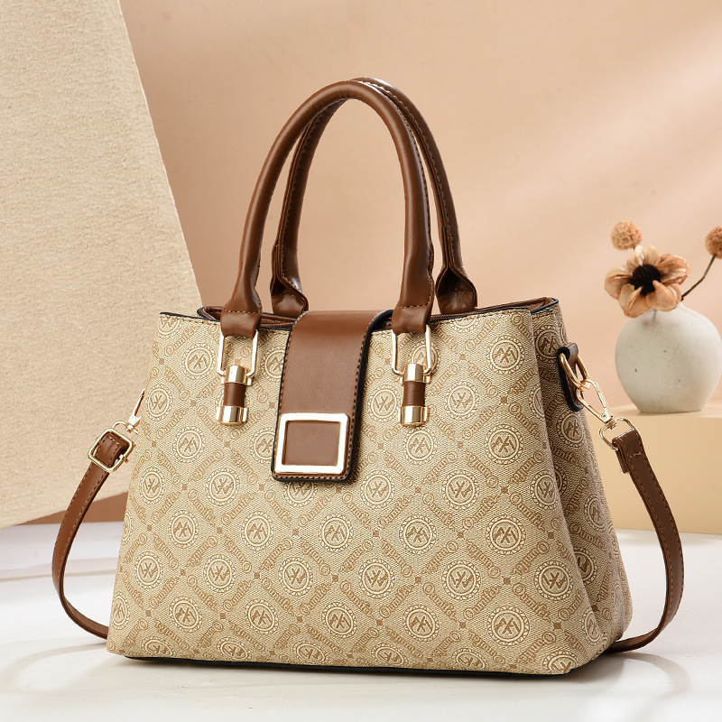 Bolso de mujer de moda 2025 nuevo bolso de mujer de gran capacidad con estampado de moda bolso de madre de mensajero de un solo hombro a juego de color