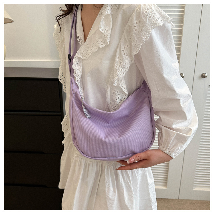 Large capacity canvas shoulder for women in spring summer 2023, new solid color, simple and fashionable casual bag,_voghion.com