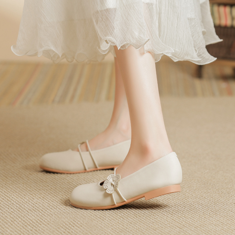 Mary Jane Summer 2023 New French Style Single Shoes Spring And Autumn Soft Sole Sandals Flat Loafers For Pregnant Women_vogvips.com