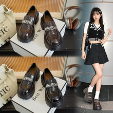 发泡底羊皮垫乐福鞋女2025春季新款英伦风真皮女鞋厚底增高单鞋女