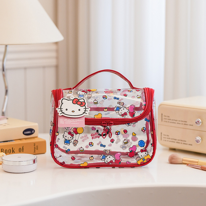 Bolsa de maquillaje Sibolin original con diseño de gato KT, portátil, de gran capacidad, impermeable, para viajes.