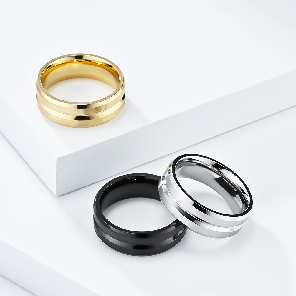 Comercio electrónico transfronterizo simple V-slot cepillado anillo de acero de titanio hombres y mujeres de estilo neutro moda pulsera Accesorios