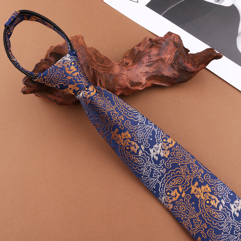 免打蓝底富贵腰果领带 (2)