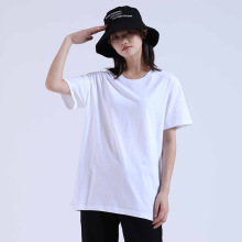 外贸夏季衣服男女精梳棉圆领欧码空白T恤班服t桖来图印制厂家批发